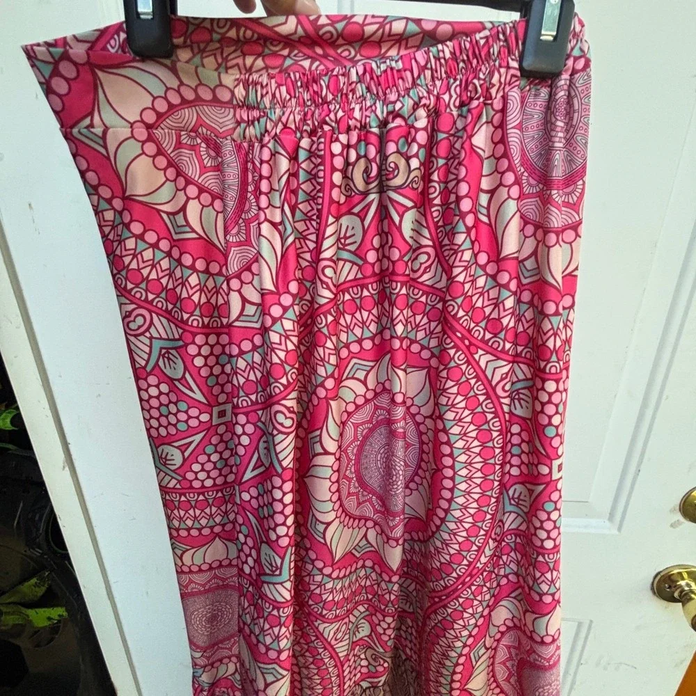 Vintage Y2K Boho Maxi Skirt Floral Print Button‎ Front Slit Elastic Waist slit - Picture 6 of 9